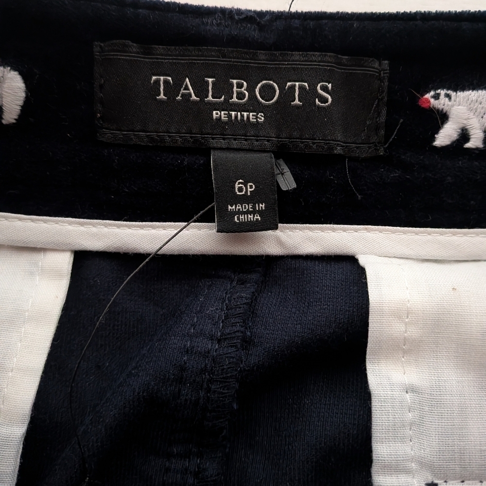 Navy Blue Polar Bear-Embroidered Velveteen Skirt, Talbots Petite, 6P - Picture 5 of 6